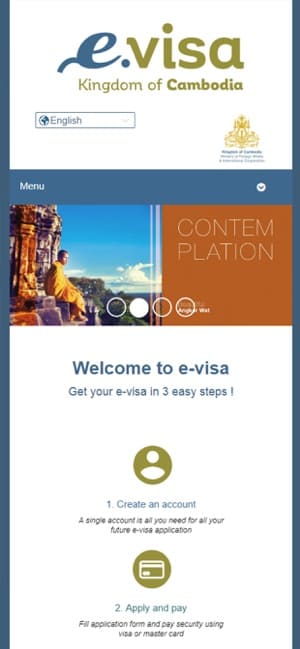 Capture d'écran de l'application Cambodia eVisa pour le Cambodge