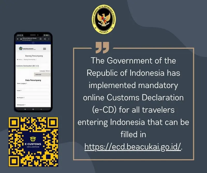 Informations sur la déclaration de douane électronique pour l'Indonésie