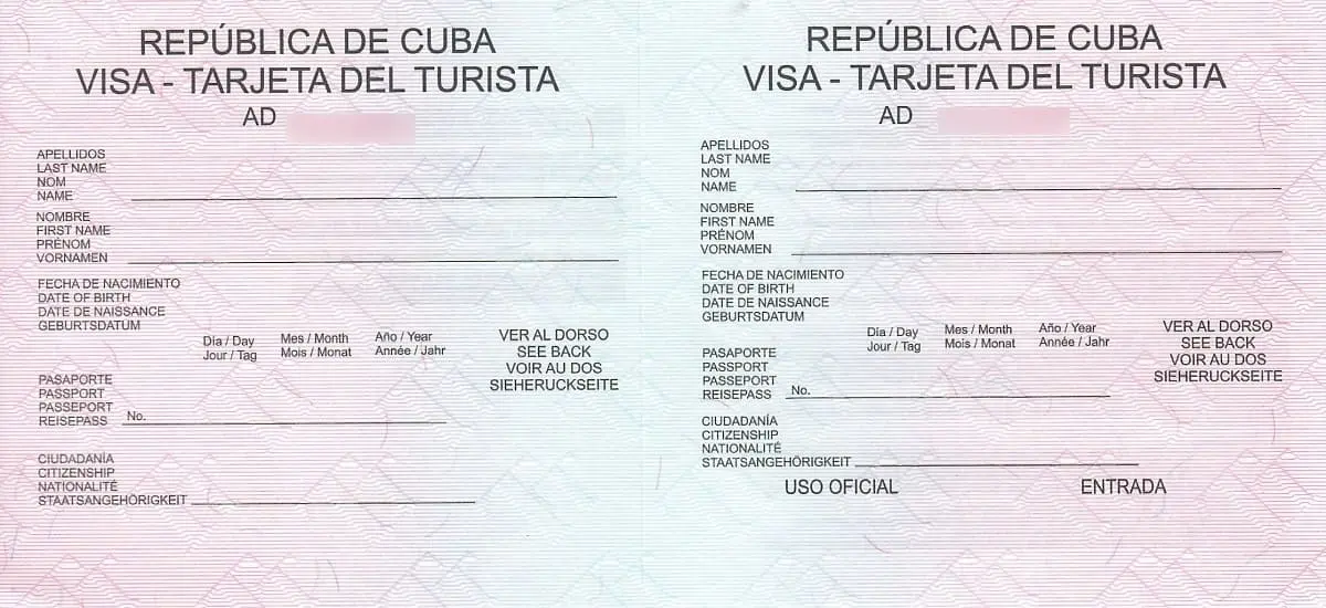 Carte touristique "rose" pour voyager à Cuba exclusivement depuis les États-Unis.