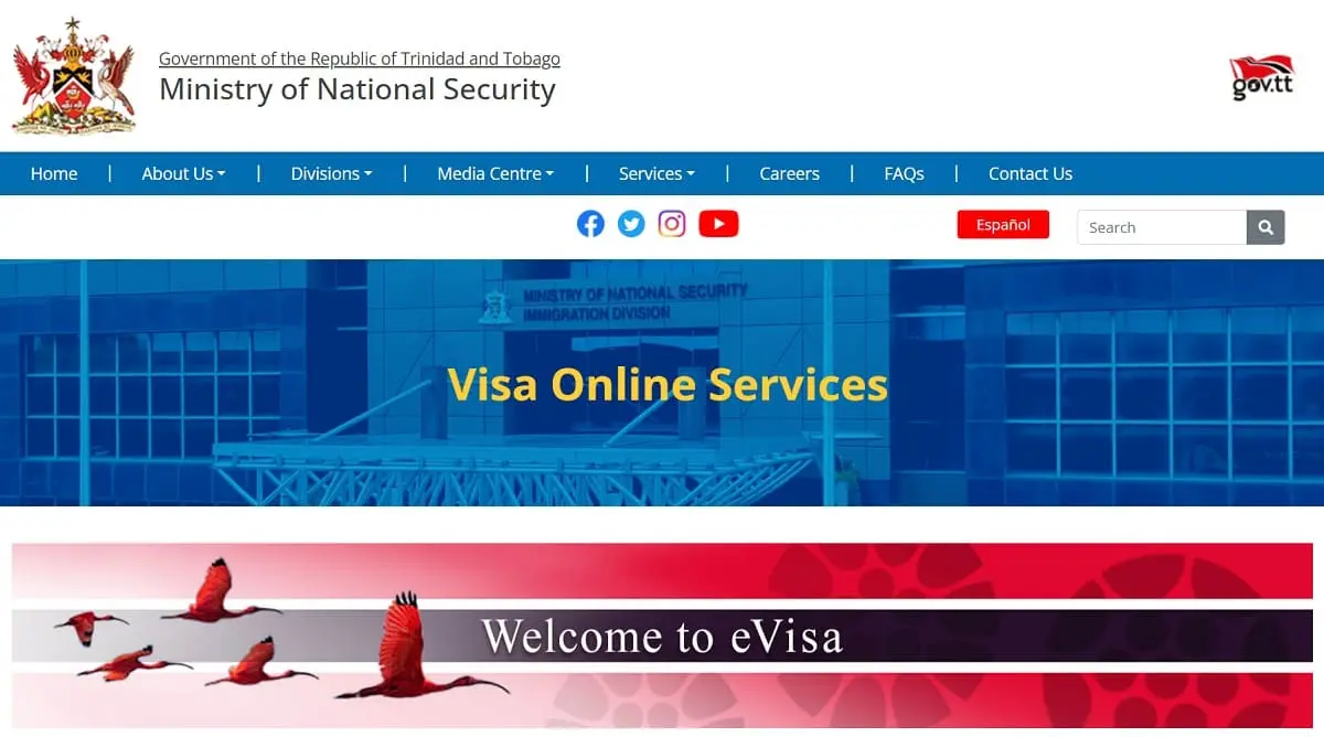 Portail de délivrance du visa électronique (e-Visa) d'entrée à Trinité-et-Tobago