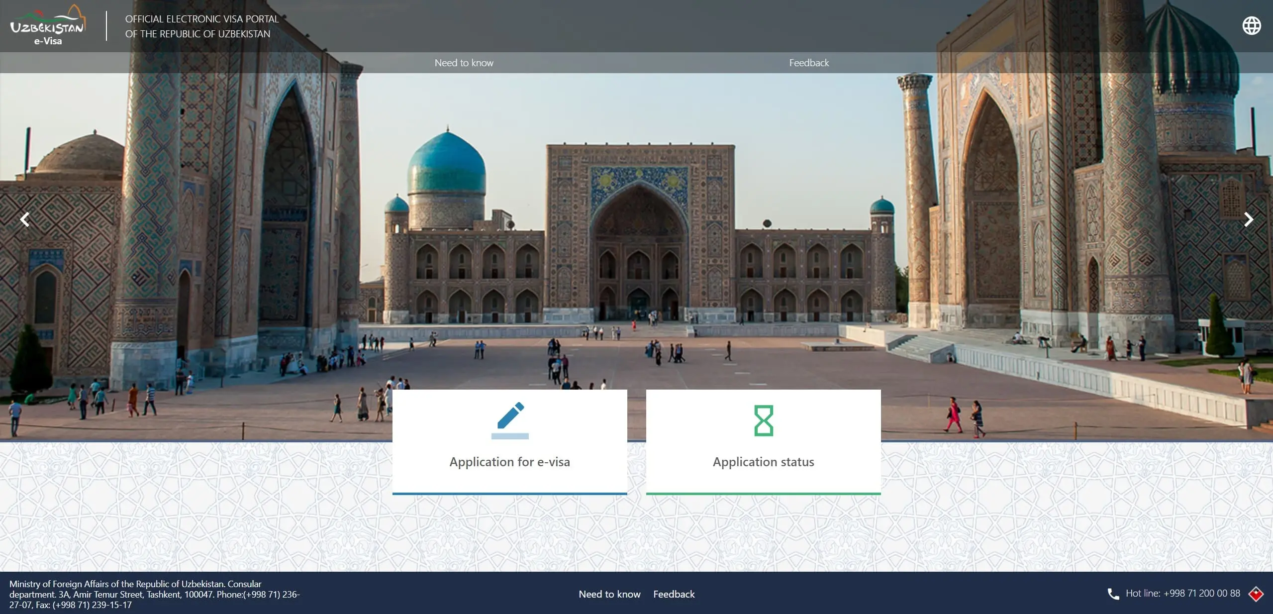 Portail officiel de demande du visa électronique (e-Visa) d'entrée en Ouzbékistan