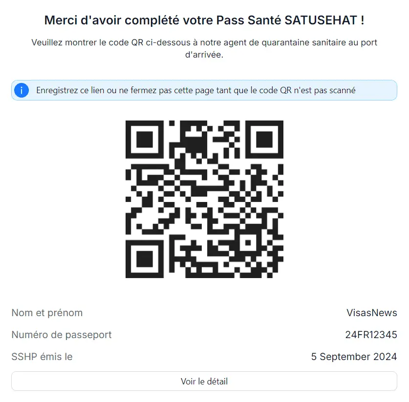 QR code SATUSEHAT Health Pass de voyage en Indonésie