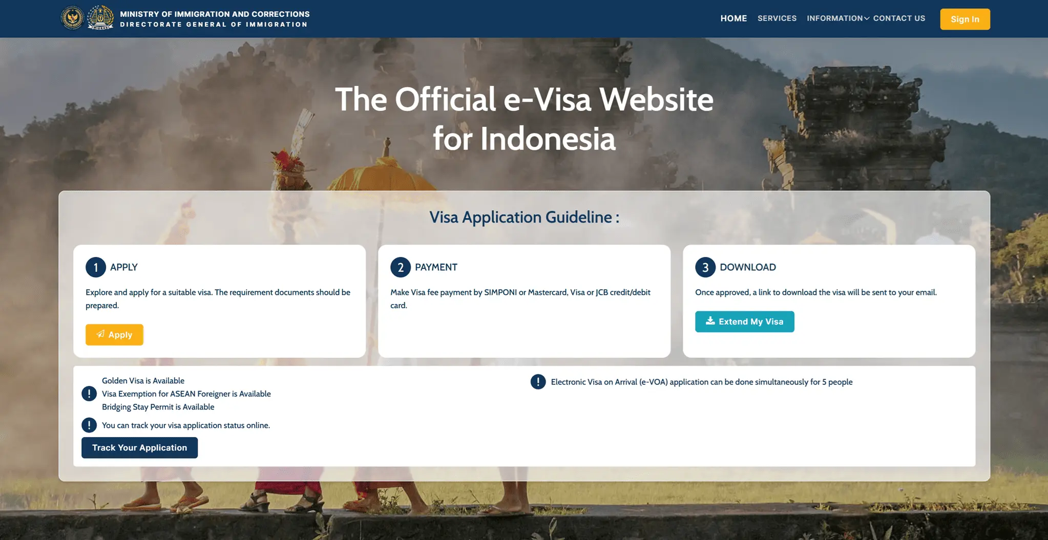 Site officiel du visa électronique pour l’Indonésie