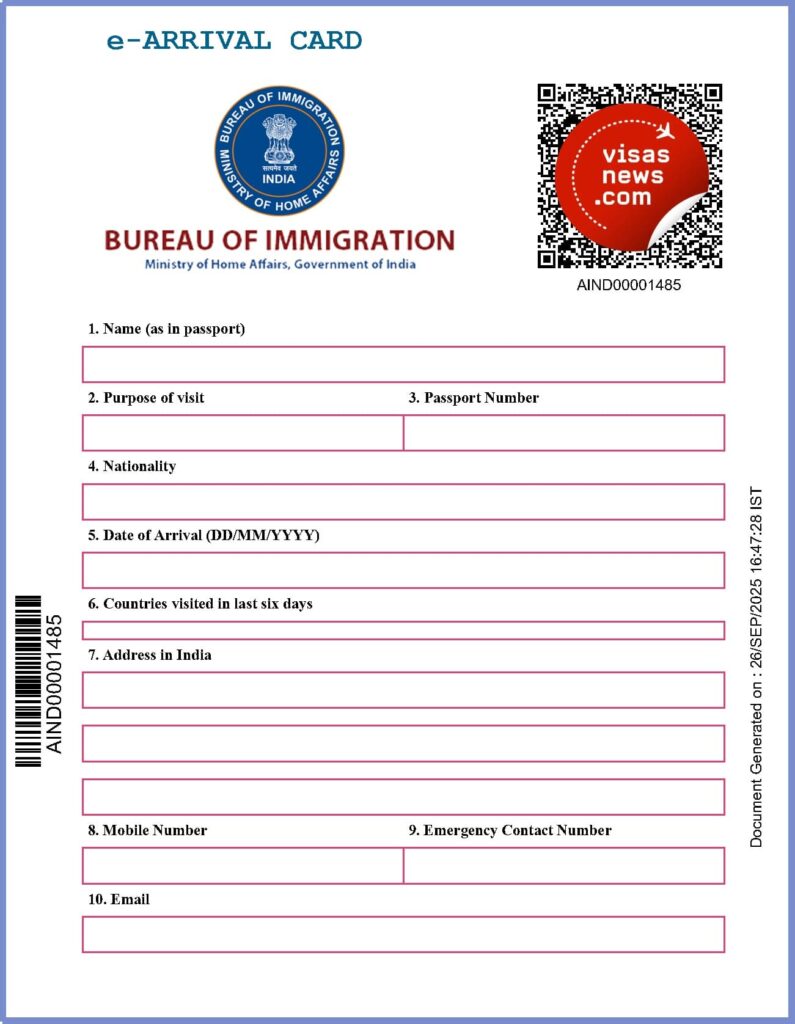 Aperçu de la carte d'arrivée numérique en Inde Aperçu de la carte d'arrivée numérique en Inde