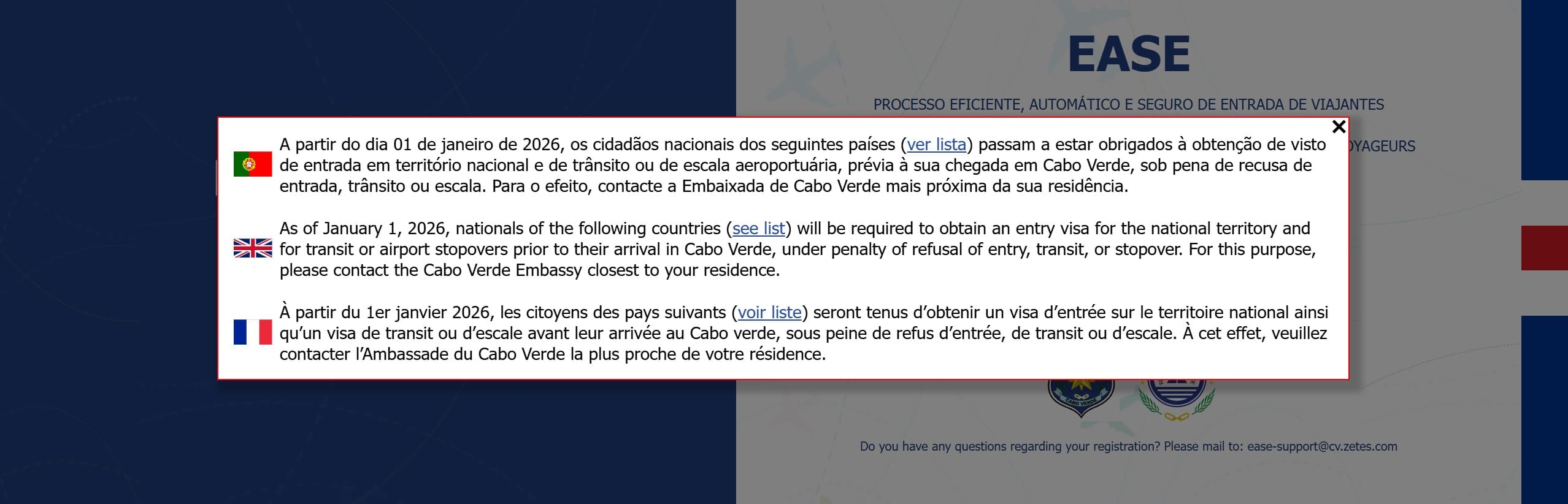 Screenshot of the “EASE” portal Screenshot of the “EASE” portal