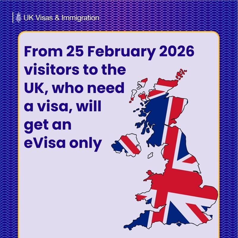 The eVisa will also come into full effect in the United Kingdom on February 25, 2026. The eVisa will also come into full effect in the United Kingdom on February 25, 2026.