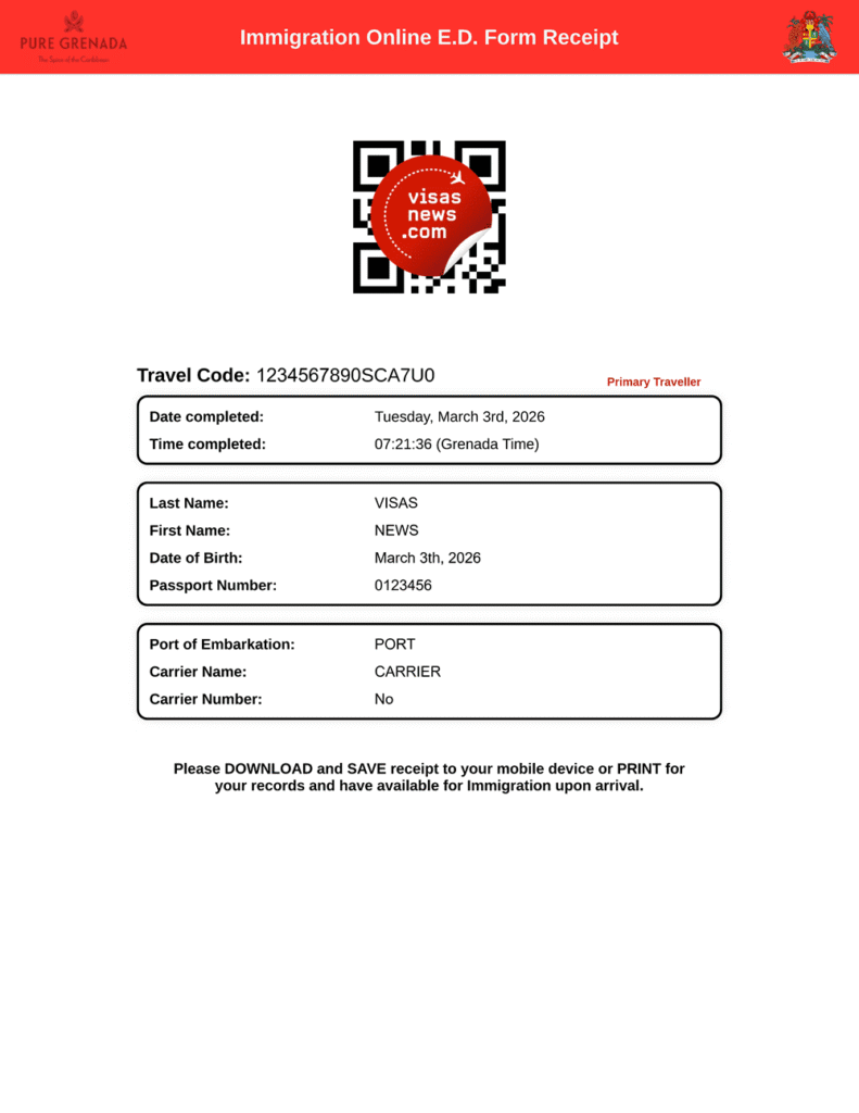 Digital arrival card Grenada