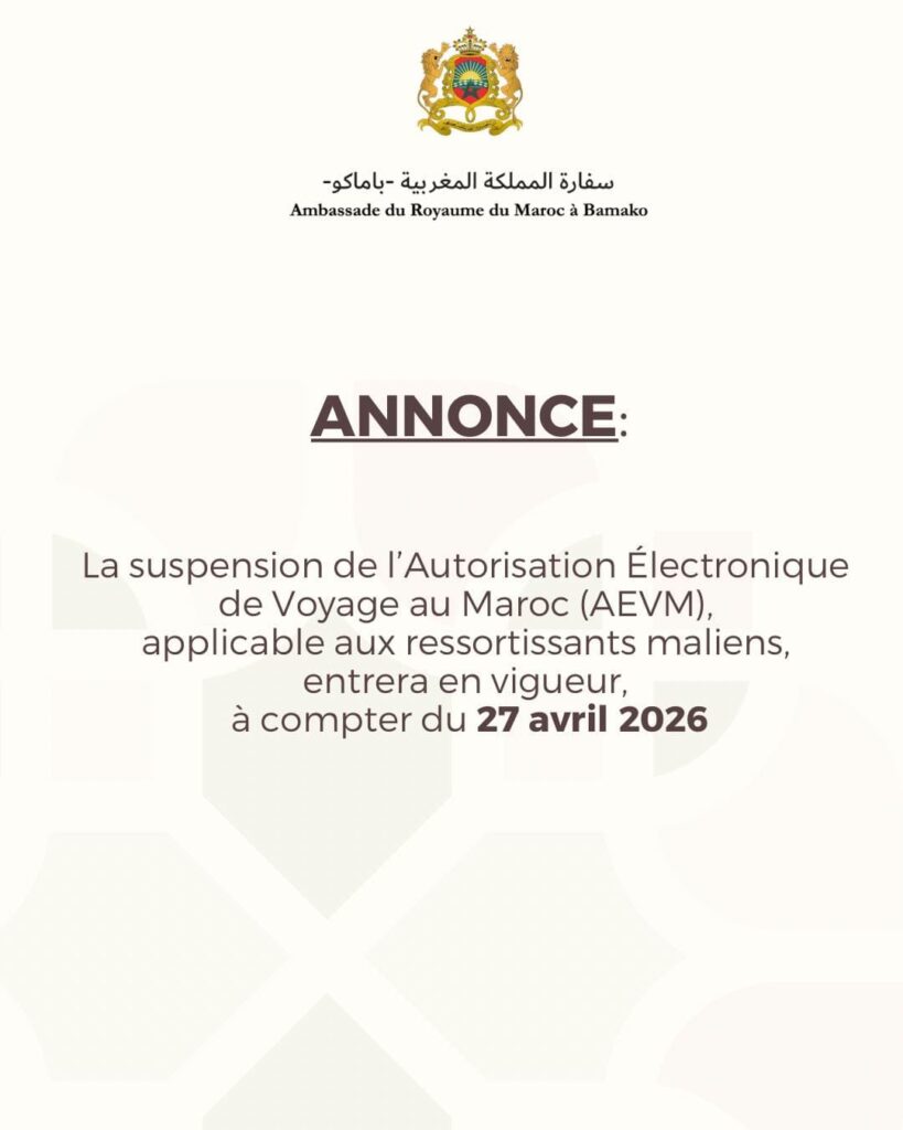 Communiqué de l'ambassade du Royaume du Maroc à Bamako