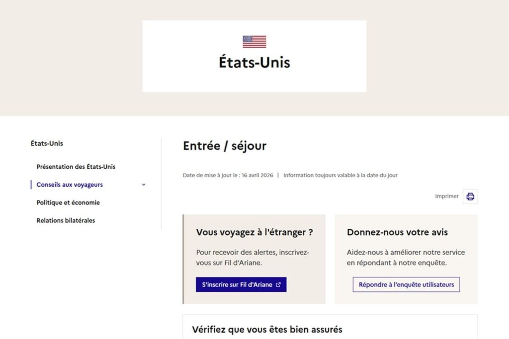 Les "Conseils aux voyageurs" en partance pour les États-Unis
