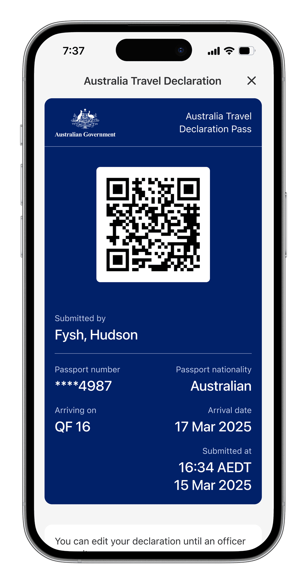 Australia Travel Declaration