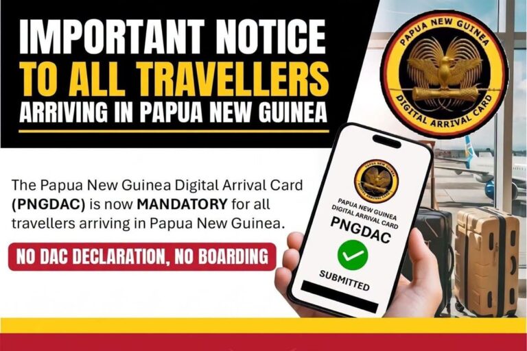 Papúa Nueva Guinea: la tarjeta digital de llegada PNGDAC pasa a ser obligatoria antes de la salida