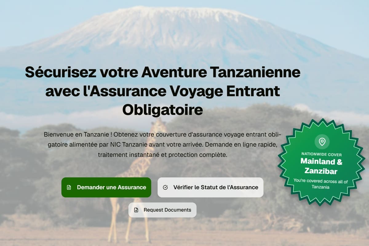Tanzanie : l’assurance voyage obligatoire entre en vigueur
