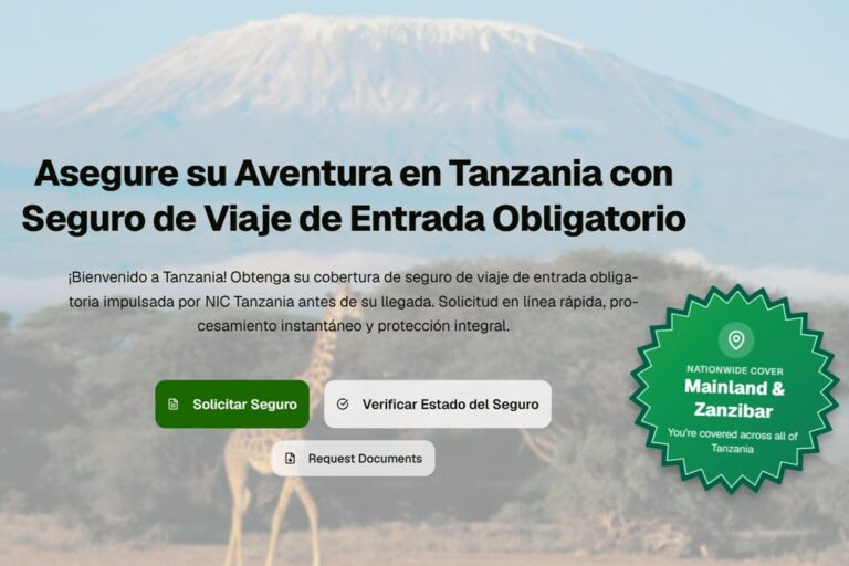 Tanzania: entra en vigor el seguro de viaje obligatorio