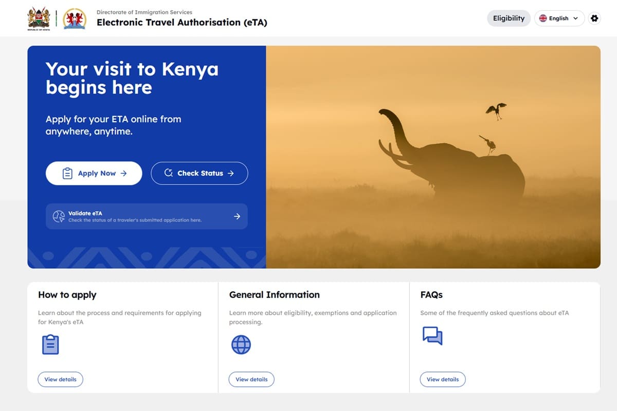 Kenia: el portal ETA exige ahora un seguro de viaje de 44 dólares