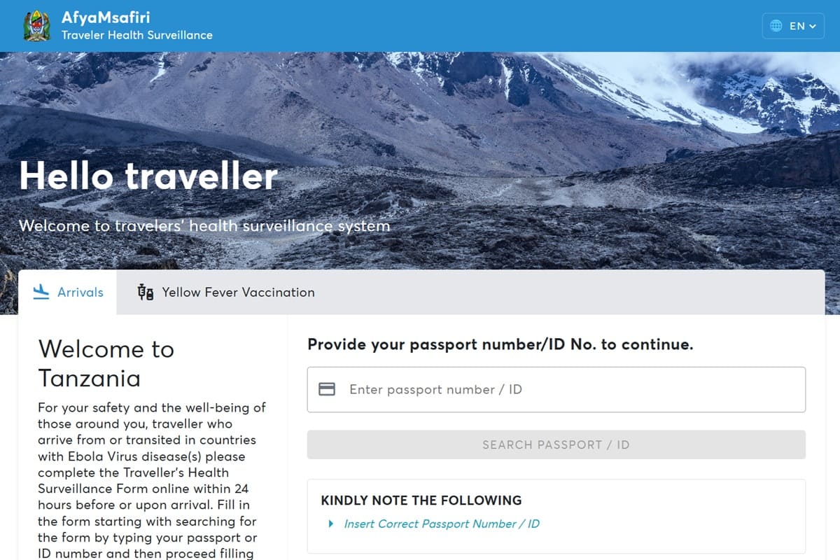 Tanzania: Health declaration form now mandatory for all travelers